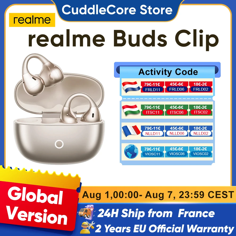 realme Buds Clip 2026 Nuovi Auricolari OWS AI 85dB 36H di Autonomia per Smartphone realme GT 8 Pro realme 14 Pro Plus BT5.4 IP55