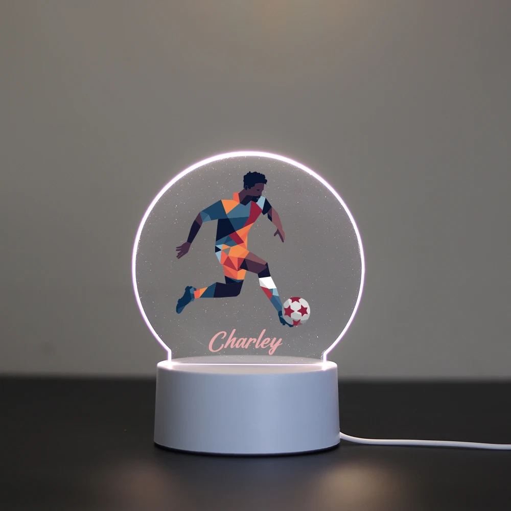 

1 customized name slide night light football 3D touch acrylic night light bedroom romantic decorative light USB ambient desk la