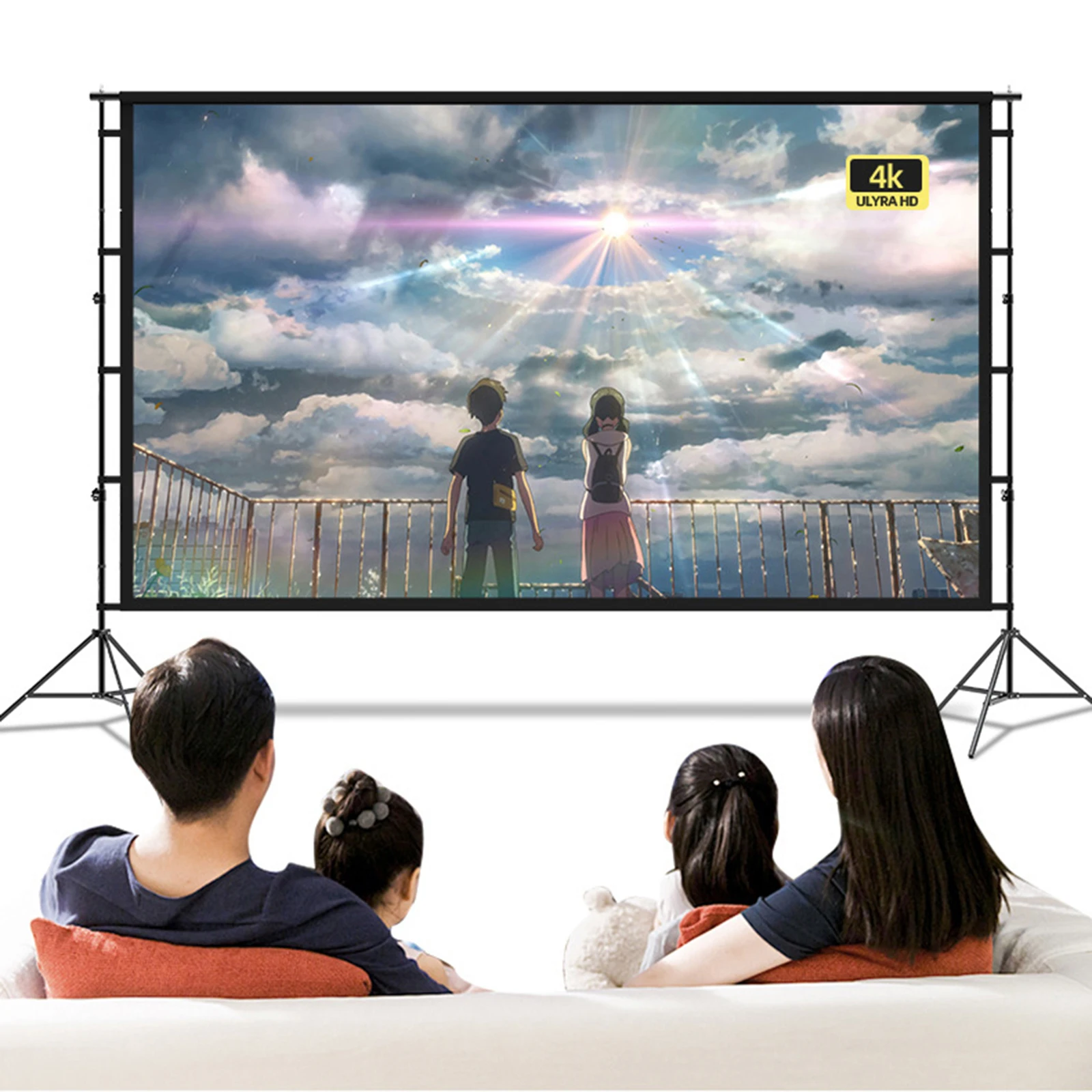 Projector Screen with Stand 100/120in Portable Projection Screen 16:9 4K HD Rear Front Projections Movies Screen with Carry Bag