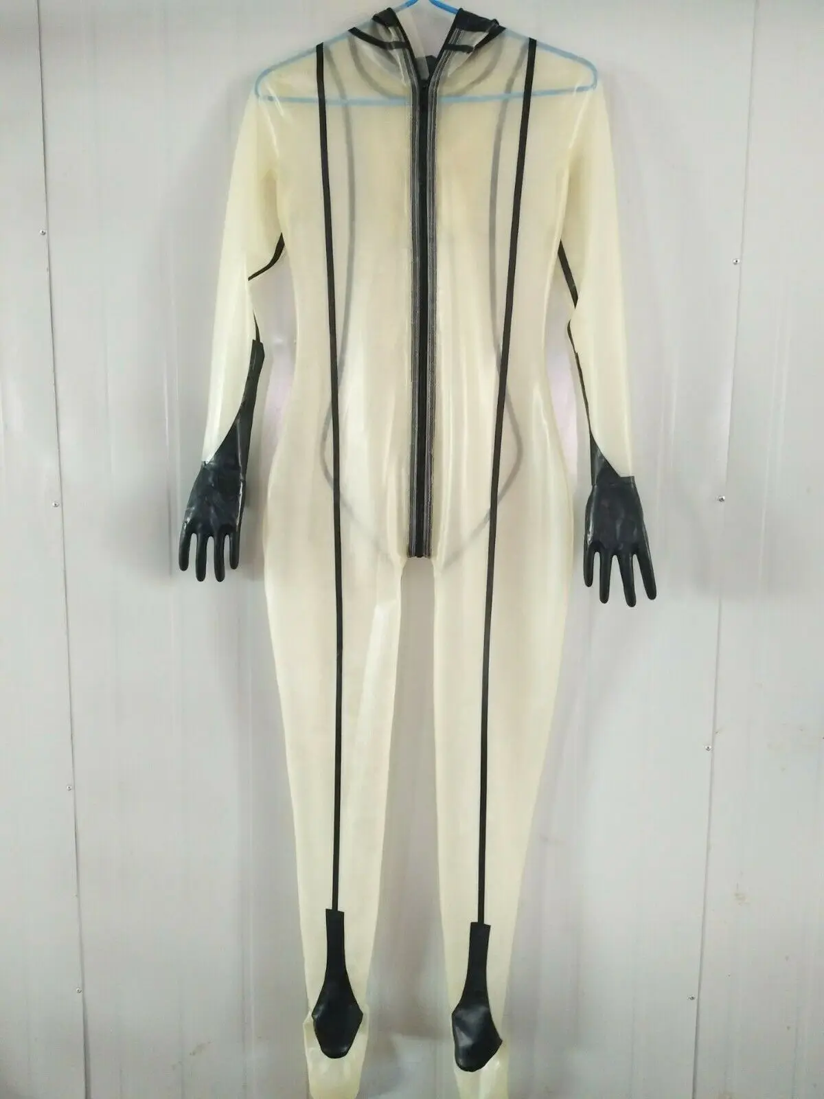 

100%Latex Rubber Gummmi Transparent Halloween Jumpsuit handsome racing uniform cool sport hand customized 0.4mm Size XS-XXL