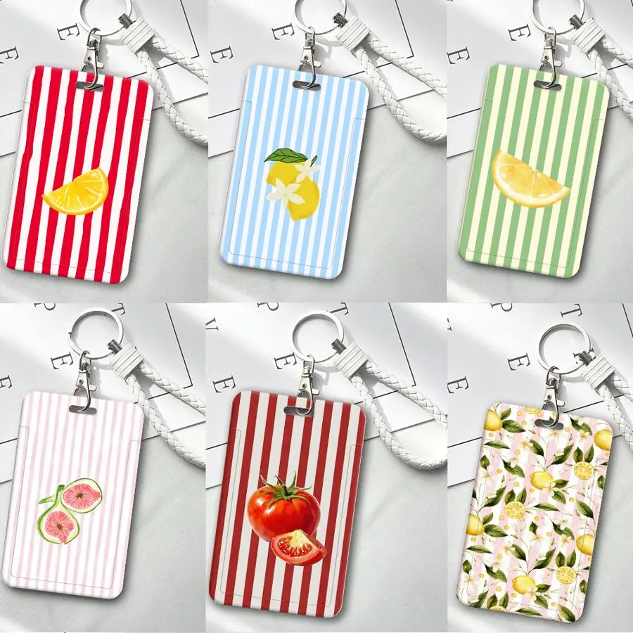 Cover Case 1Pc Card Holder Retractable Credit Card Holders Holders Child Bus with lanyard Badge Bank ID Fashion Fruits