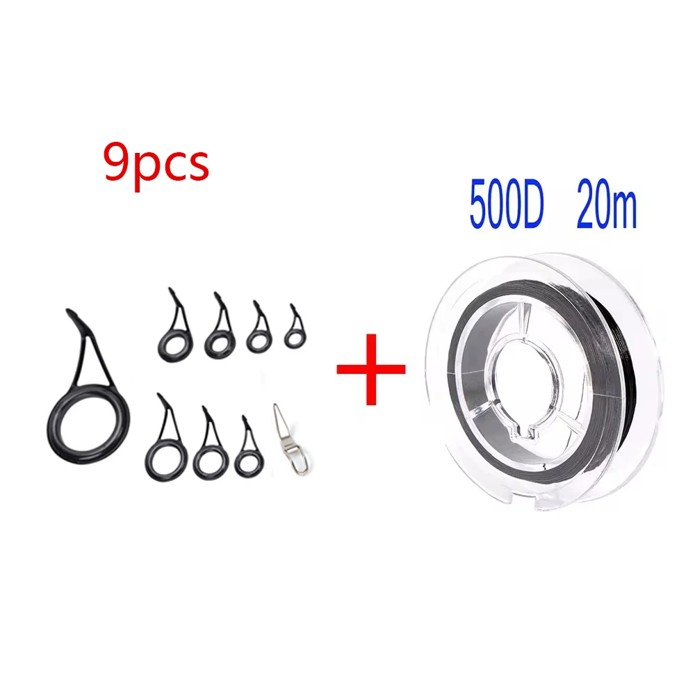 9pcs Fishing Tackle Ceramic Repair Set Fishing Rod Guide Tip Circle Ring Eye  Wire Loop Metal Hooker Fishing Accessories