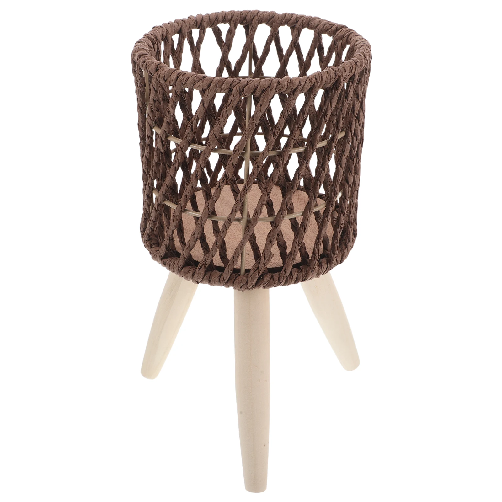 

Wooden Rattan Handwoven Plant Stand Indoor Flower Pot Holder Decorative Succulent Planter Display Wicker Plant Stand