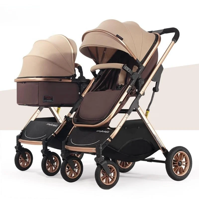 Wholesale European Double Infant Cart Foldable 3 In 1 Twin Baby Stroller