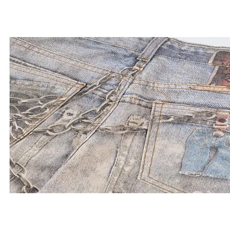 Jean Vintage à Jambes Larges et Droites pour Homme, Pantalon en Denim de Style Wasteland, Vêtement Rétro Décontracté Américain, Été