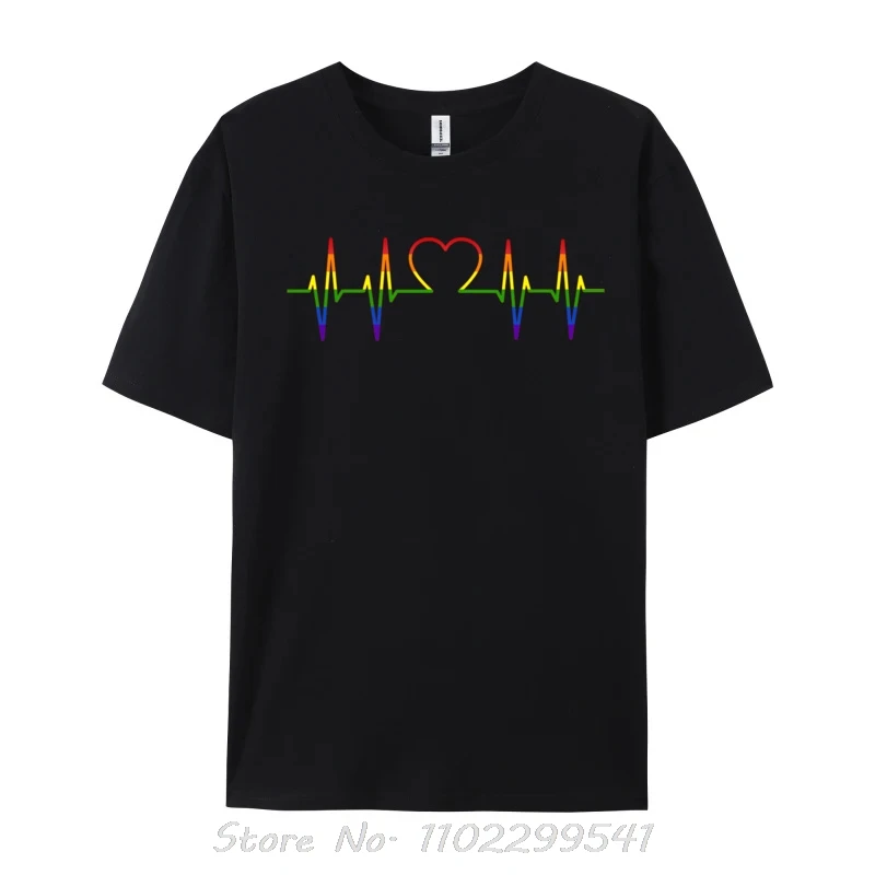 Csd Gay Pride Love Wins Queer Rainbow Heartbea Lgbt Fitness T-shirt Tees T Shirt Croissant Heartbeat Ecg Heart Rate Tops TShirt