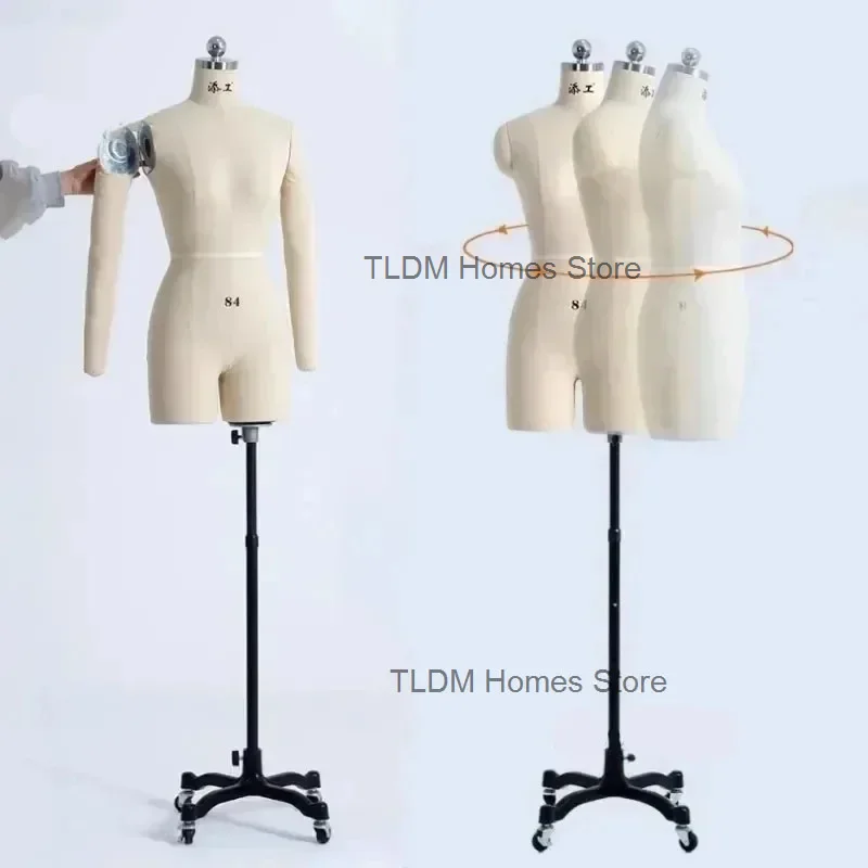 Linen Cover Body Female Mannequins with Legs for Clothing Design Bust Sewing Tailor Mannequin Dress Display Stand Can Pin