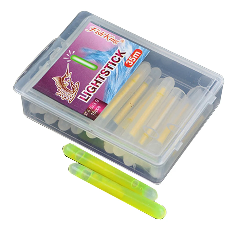 15pcs Glow Sticks Night Fishing Float Fluorescent 4.5*39mmPP For Night Fishing Float Rod Lights Fireflies Lightstick Accessories