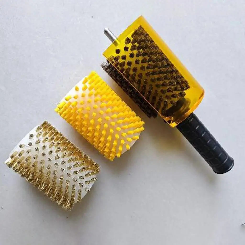 Snowboard Wax Brush Kit Efficient with Axle Handle Cover Electric Roller Brush Ski Brush Kit Ski Waxing Brushes Ski Wax Brushes