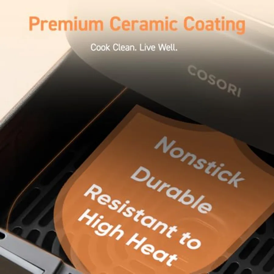 エアフライヤー プロ 9in1 コンパクト 5QT 450℃温度調節 半時間調理 シェフグレードの結果 ワンワイプクリーン ガラスパネル 130+