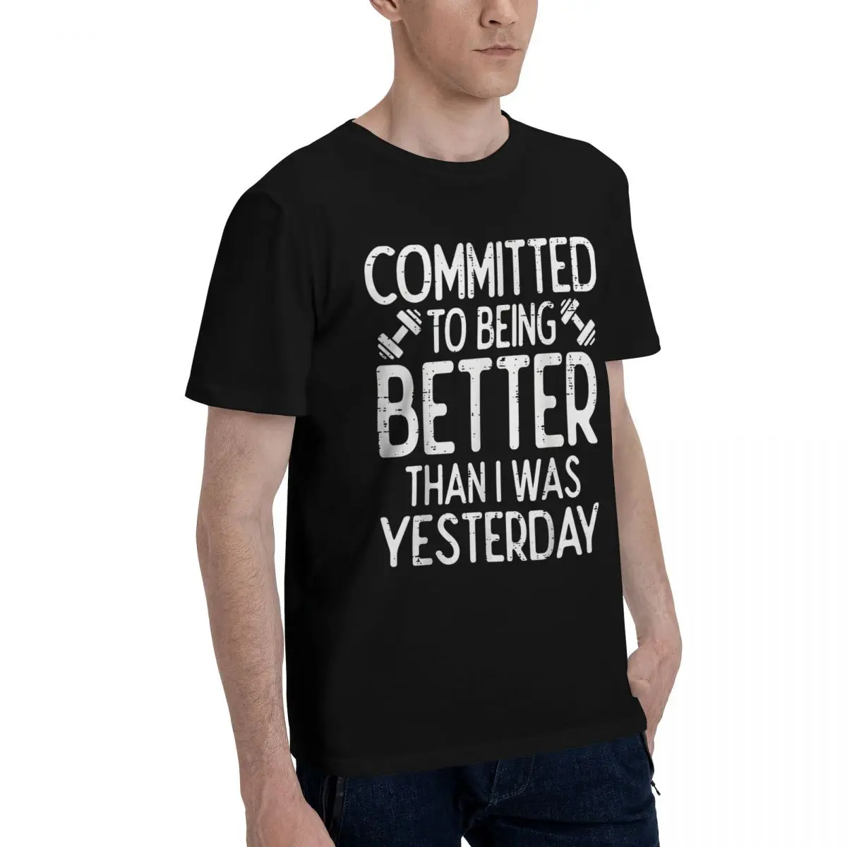 Committed Better Daily Growth Move Top tee Fitness Champion premium Vintage USA Size