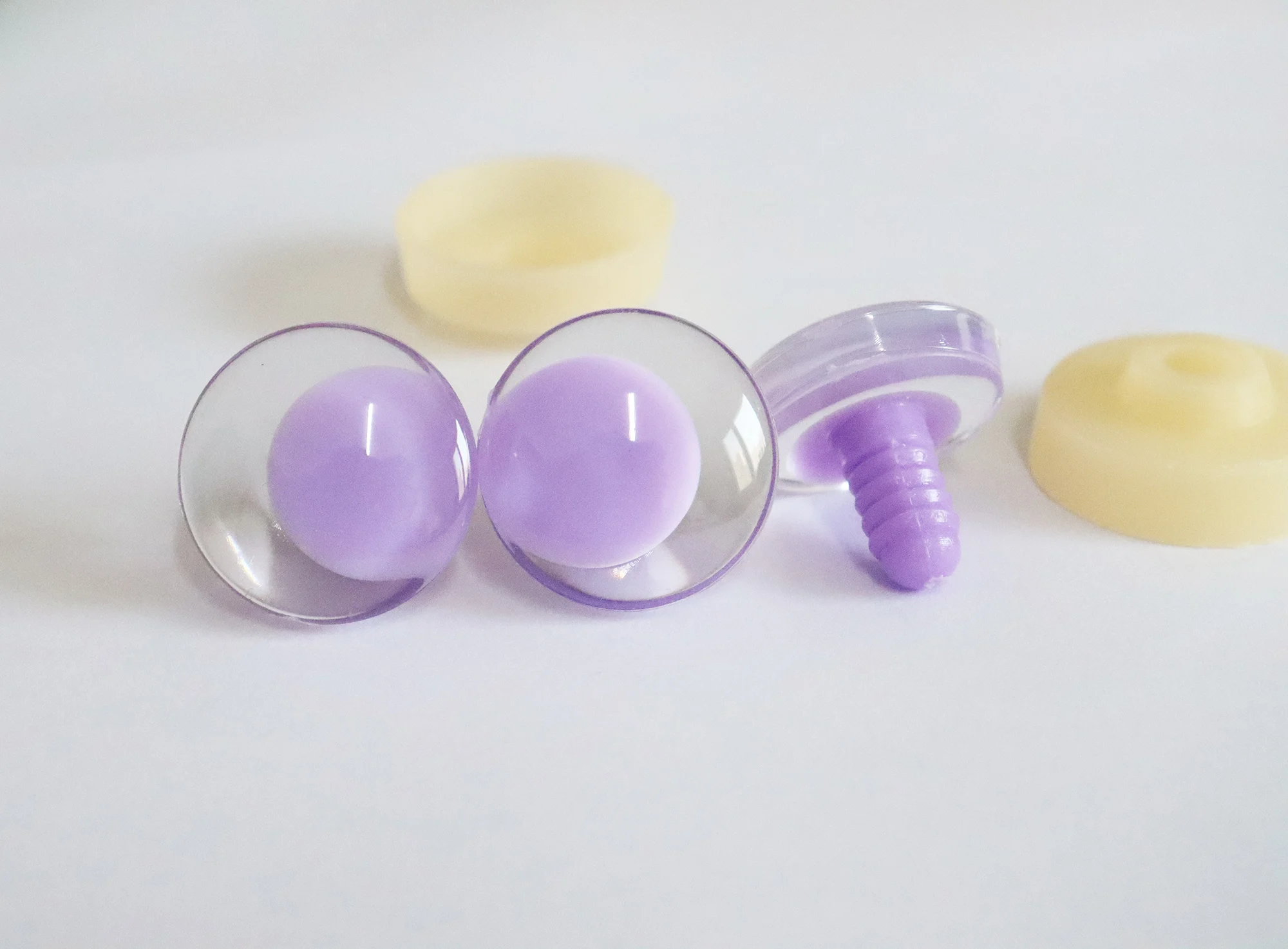 10 Farben gemischte, klare, bunte Sicherheitsaugen, 25mm 30mm, 3D komische runde Glitzer-Spielzeugaugen mit harter Unterlegscheibe und Glitzer – Detail 7