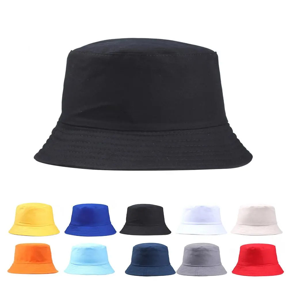 Sold Color Women Bucket Hat Wide Brim Fisherman Sun Hat Outdoor Men Women Bucket Cap Young Style Students Casual Style Cap