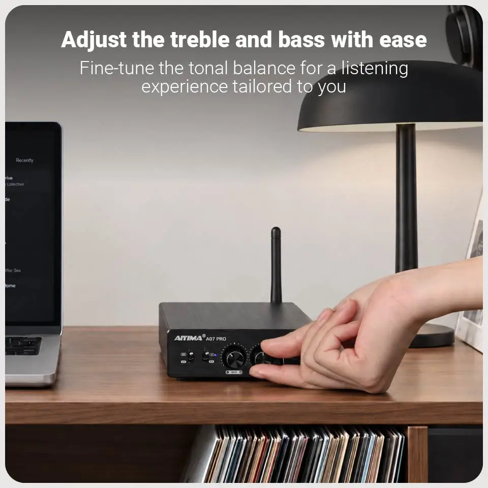 AIYIMA A07 PRO Bluetooth Verstärker TPA3255 QCC304X Stereo 2,0 Kanal 300Wx2 Power Digital Verstärker RCA APT-X Home Sound AMP – Detail 8