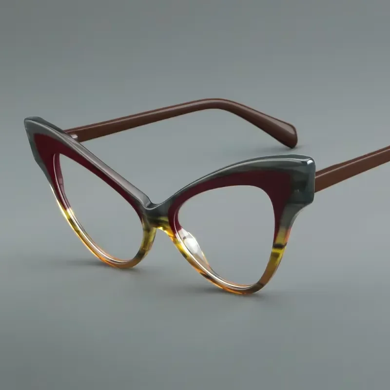 

Vintage oval acetate 2025 fashion blue blackout glasses frame cat eye
