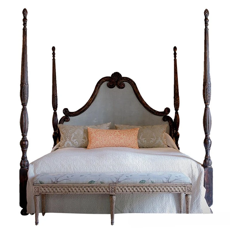flower French pillar high back retro soft bag fabric double and breakfast bedroom model room princess wedding