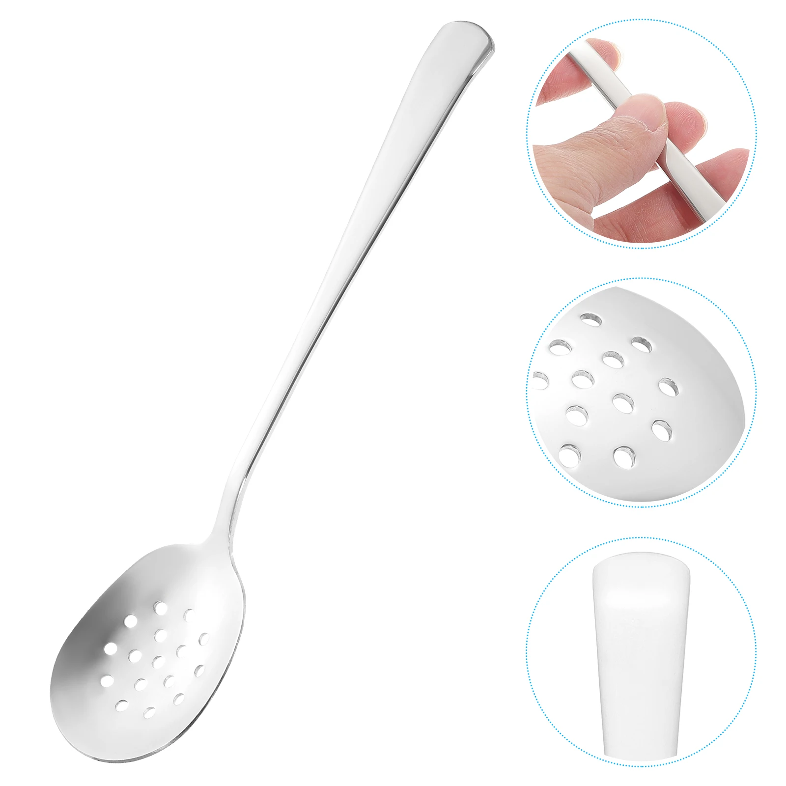 

Stainless Steel Food Serving Spoon Hollow Design Soup Ladle Salad Rice Scoop Kitchen Utensil Tableware Smooth Handle For