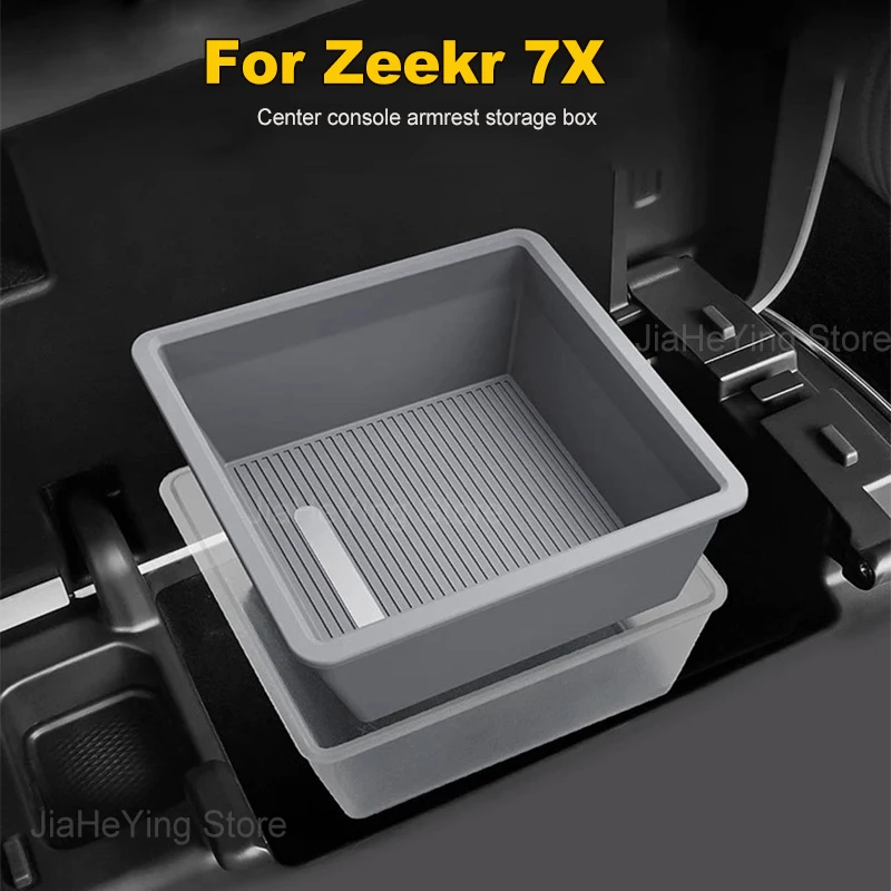 

for Zeekr 7X Car Central Control Armrest Double Layer ABS Silicone Push-pull Storage Box Interior Accessories