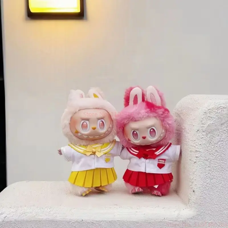 Venda quente 17cm jk saia terno roupas para labubu outfit acessórios bonecas roupas bonito decoração presentes em estoque sem boneca