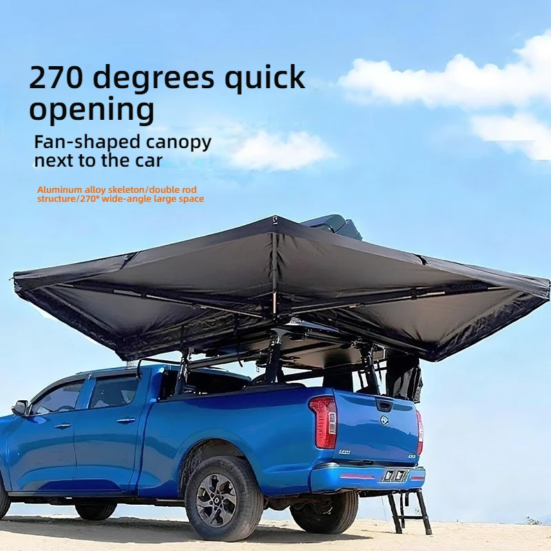 270 Degree Car Side Awning Dual Pole Quick Open Fan Shaped Tent All Aluminum Alloy Vehicle Side Shelter For SUV 4x4 Camping