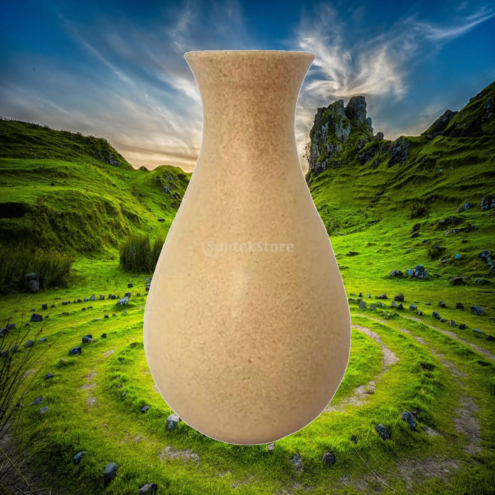 Small Wood Bottle Vase for Silk Flowers Leakproof Decorative Flowerpot Handmade Donut Style Vase for Living Room Office Table