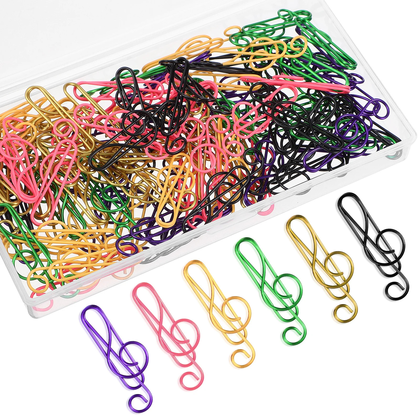 100 Pcs Colorful Paper Clips Musical Notes Shape PET Coated Iron Wire Environmental Protection Office Supplies Student Bookmarks