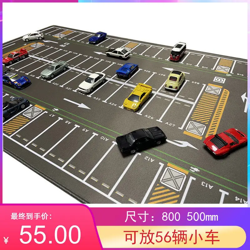 Desktop Parking Scene Pad 80x40cm 1/64 Car Model Mouse Mat for Tomica Hot Wheels Mini GT Diecast Display Accessory