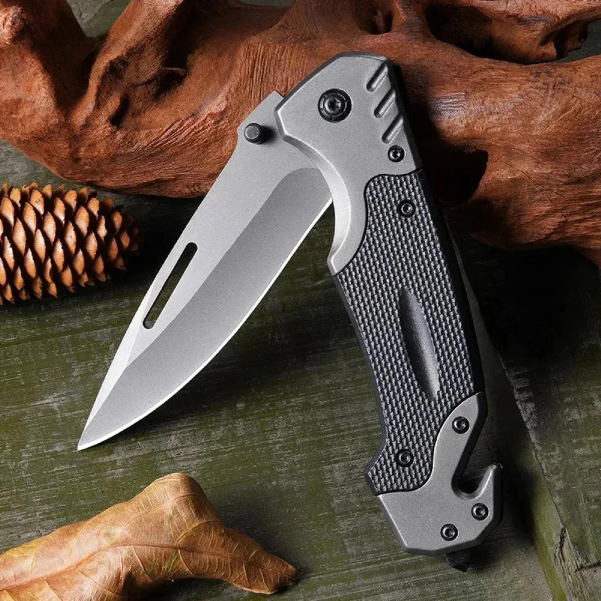 1pc Outdoor High Hardness Folding Knife Sharp Military Tactical Knife, Self-Defense, Wilderness Survival Knife and Cutting Knife