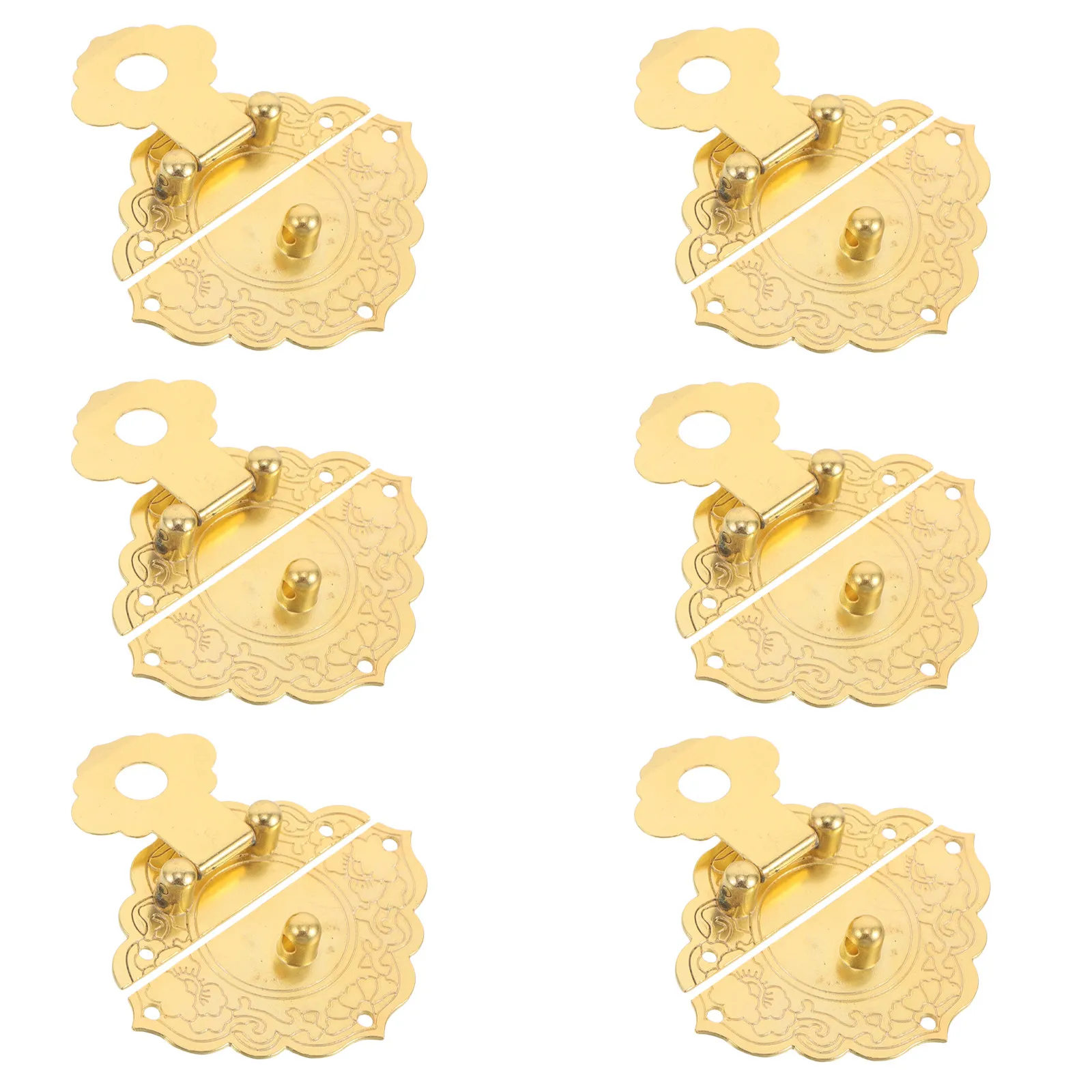 

Набор из 6 винтажных деревянных защелок для шкатулок, декоративные замки-пряжки для хранения украшений, ретро-металлические застежки-пряжки, фурнитура