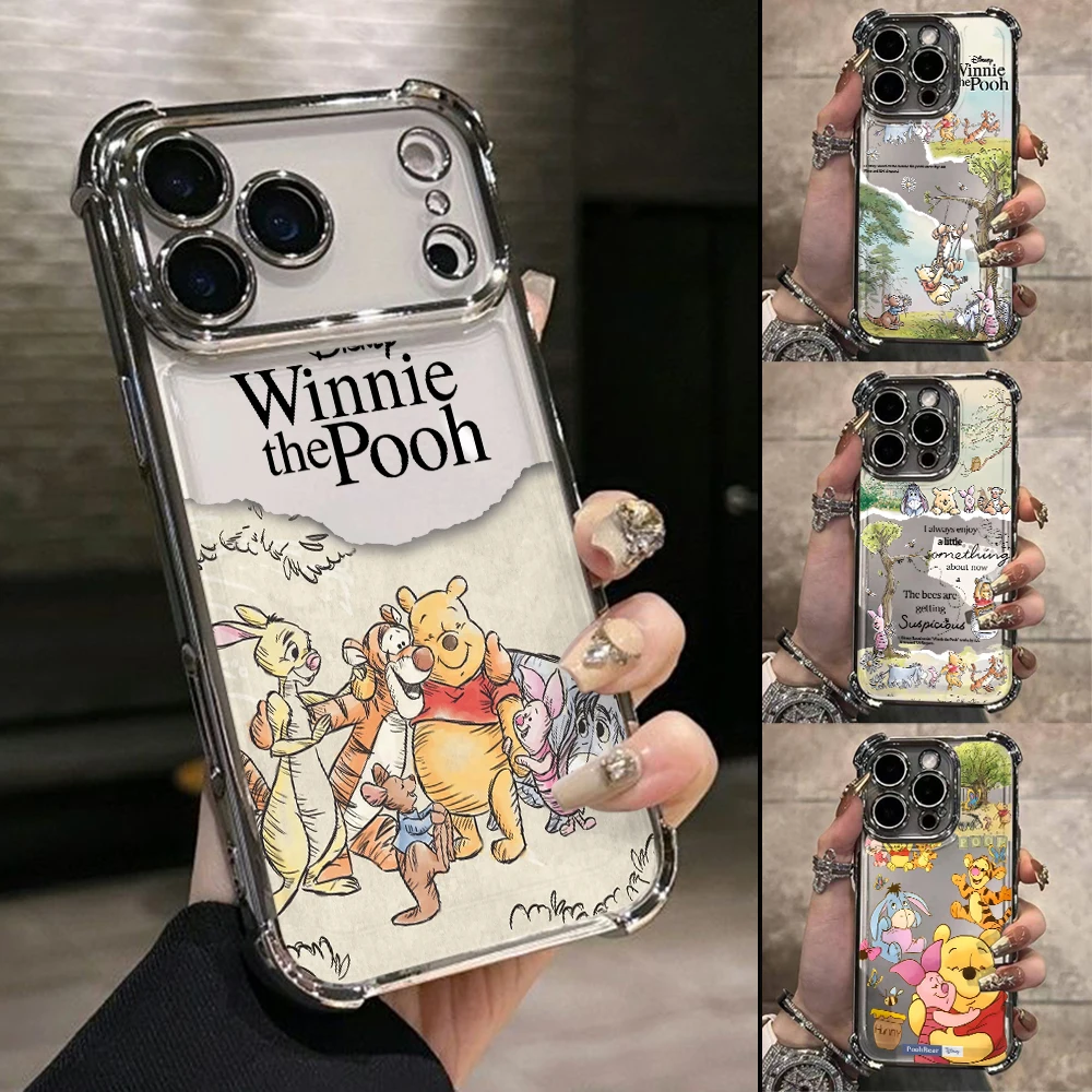 Funda para Teléfono con Diseño de Winnie the Pooh para iPhone 17 Air 16 15 14 Plus 13 12 11 Pro Max X Xs XR 8 e, Transparente, Suave, Anti-caídas