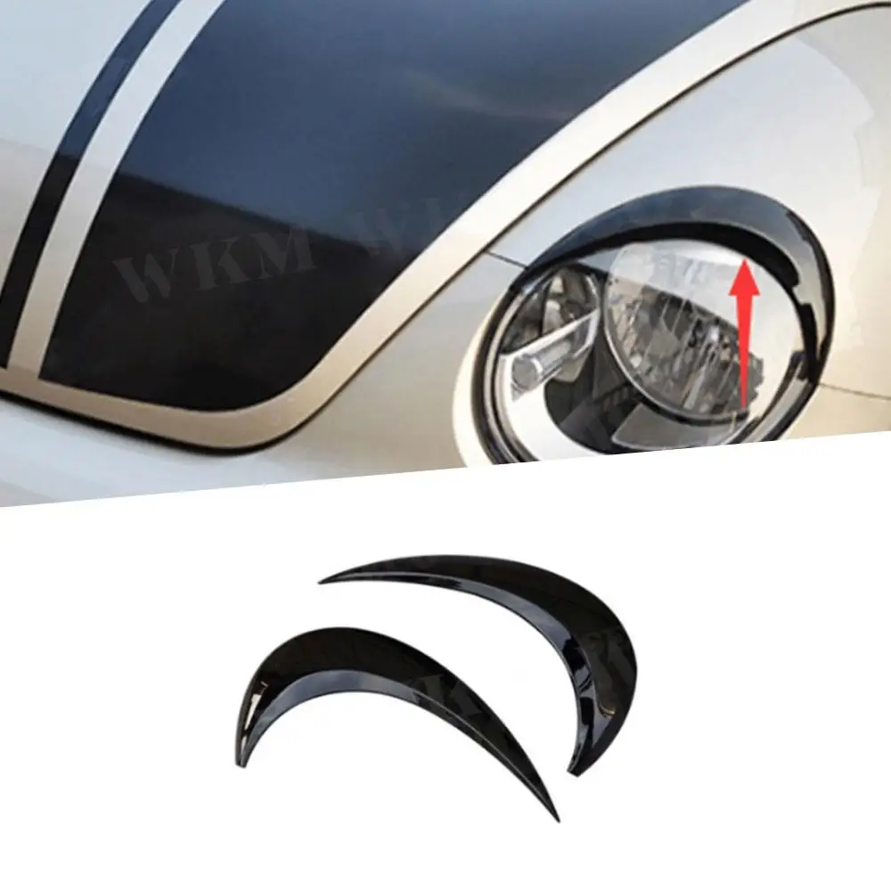 

2PCS/SET ABS Black Front Headlamp Eyelids Eyelashs Covers For VW Beetle A5 2012 - 2018 Head light Eyebrows Trim Decoration