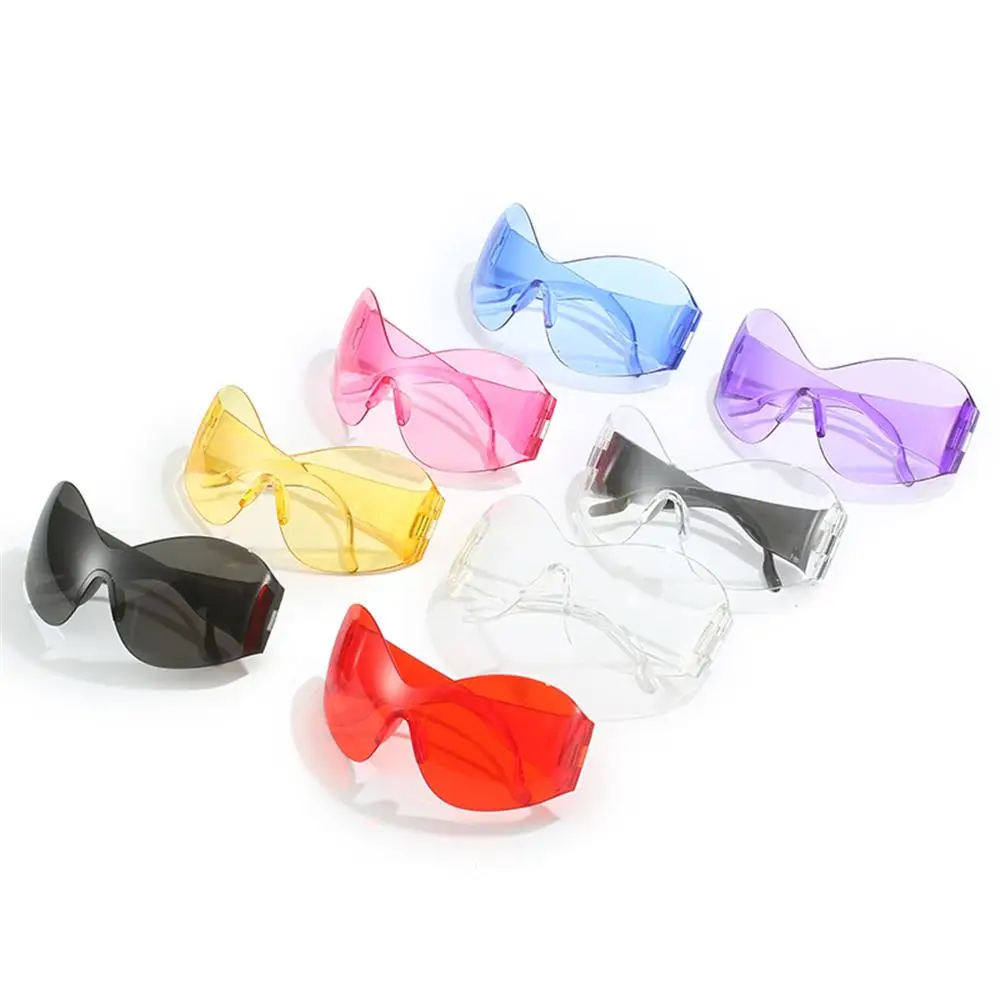 

Men UV400 Protection Rimless for Beach, Outdoor Black Sun Glasses Oversized Futuristic Sunglasses Wrap Around Y2K Sunglasses
