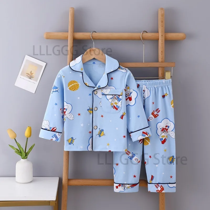 Doraemon Kawaii Nightwear Set Spring Fall Children Pajamas Cute Long Sleeve Pants Pajama Set Loose Homewear Casual Service Suit