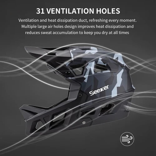 Imagen 2 del producto SEEKER-casco completo para montar todoterreno para adultos, casco para bicicleta de montaña de camuflaje para exteriores, casco para bicicleta de carreras y descenso, para montar en adultos, Hardha