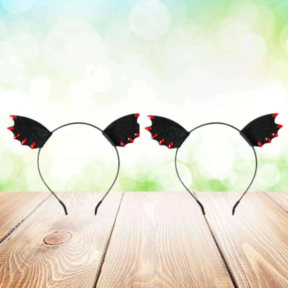 

2Pcs Bat Headpiece Headb Hairb Black Ear Hoop Lightweight Material Halloween Accessories Cosplay Party Photo Prop