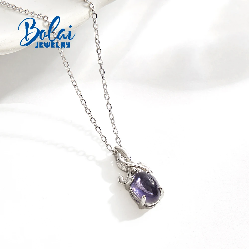 

Элегантный дизайн листьев дерева, ожерелье из стерлингового серебра 925 пробы, натуральный иолит, овальное 6*8 мм, изысканные украшения для женщин, подарки на вечеринку