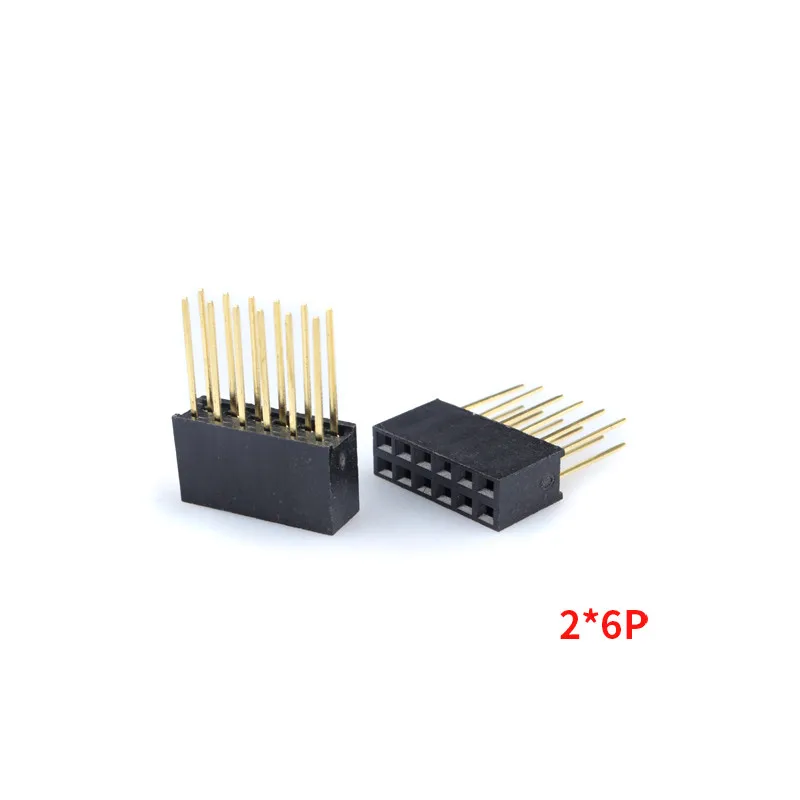 10PCS 2.54mm Double Row Female Long Pin 11mm Breakaway PCB Board Pin Header Socket Connector 2x3 2x4 2x6 2x8 2x10 2x18 2x20 Pins