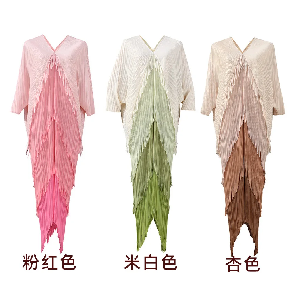 Irregular Tassel Pleated Dress Autumn Women's Long Models Nanyou High-end European and American Foreign Trade Women's Clothing D