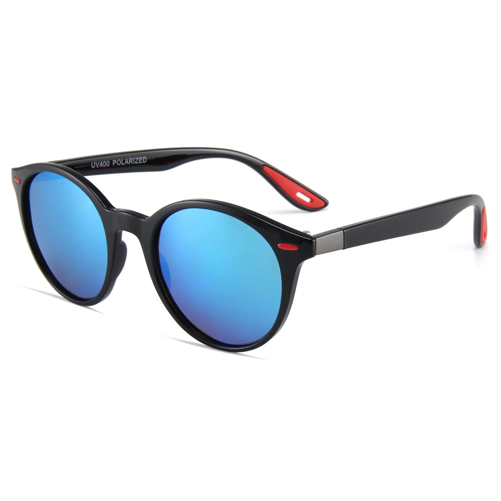 ShinyCoCo Óculos de sol esportivos de marca de luxo com armações redondas e pregos de arroz Óculos de sol polarizados anti-ultravioleta para passeios