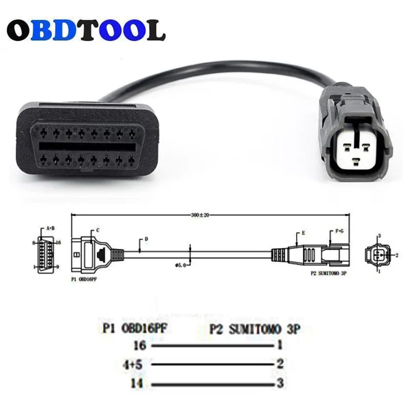 OBD 16PIN To 3 Core Connector for YAMAHA Jet-boat Mercury Marine Diagnostics CABLE 3pin OBD2 Transfer Line Outboard Engine Cord