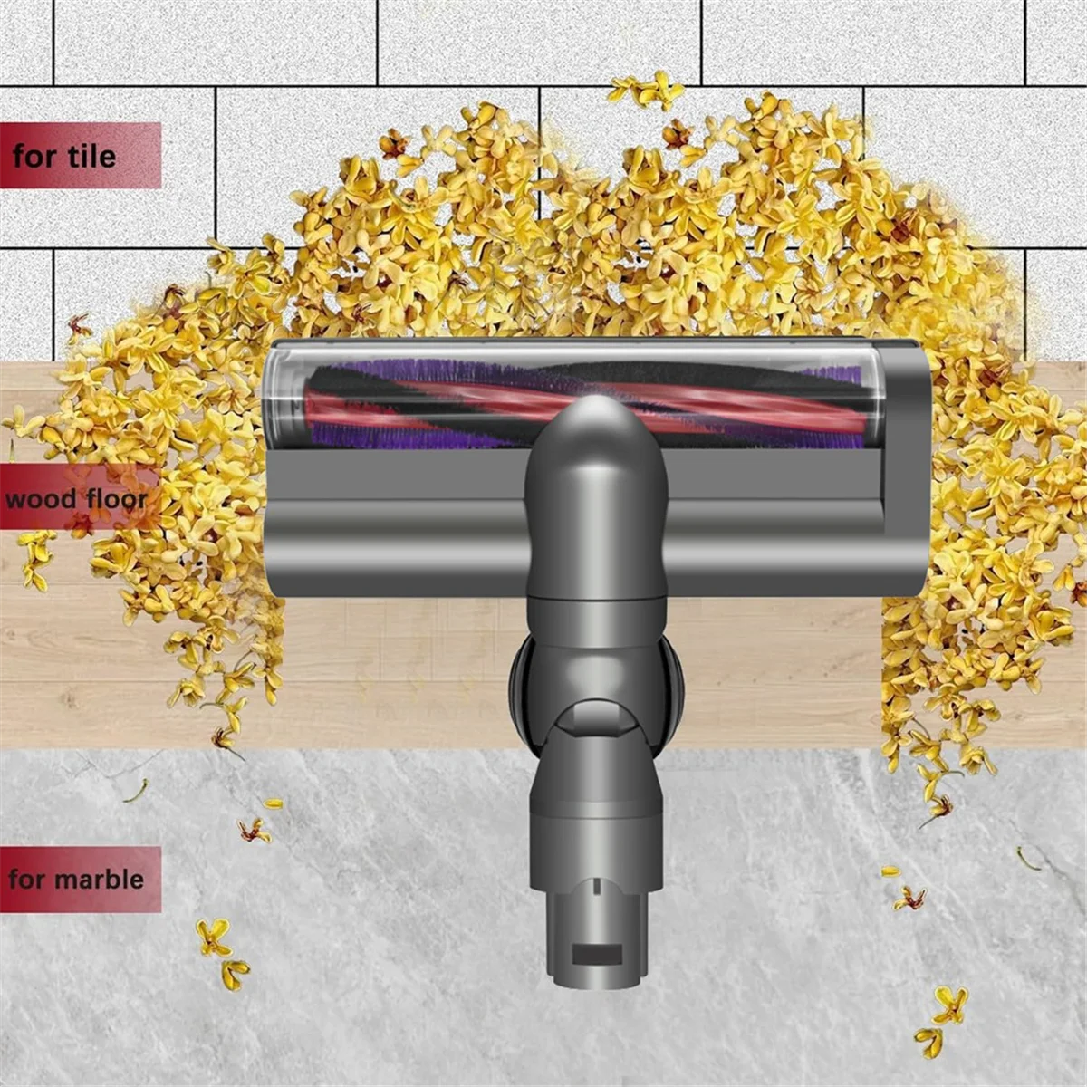 สิ่งที่แนบมากับสูญญากาศ BISM1 สําหรับเครื่องดูดฝุ่น Dyson V6 Series สิ่งที่แนบมาพื้นไม้เนื้อแข็ง การเปลี่ยนหัวแปรงลูกกลิ้งแบบนุ่ม