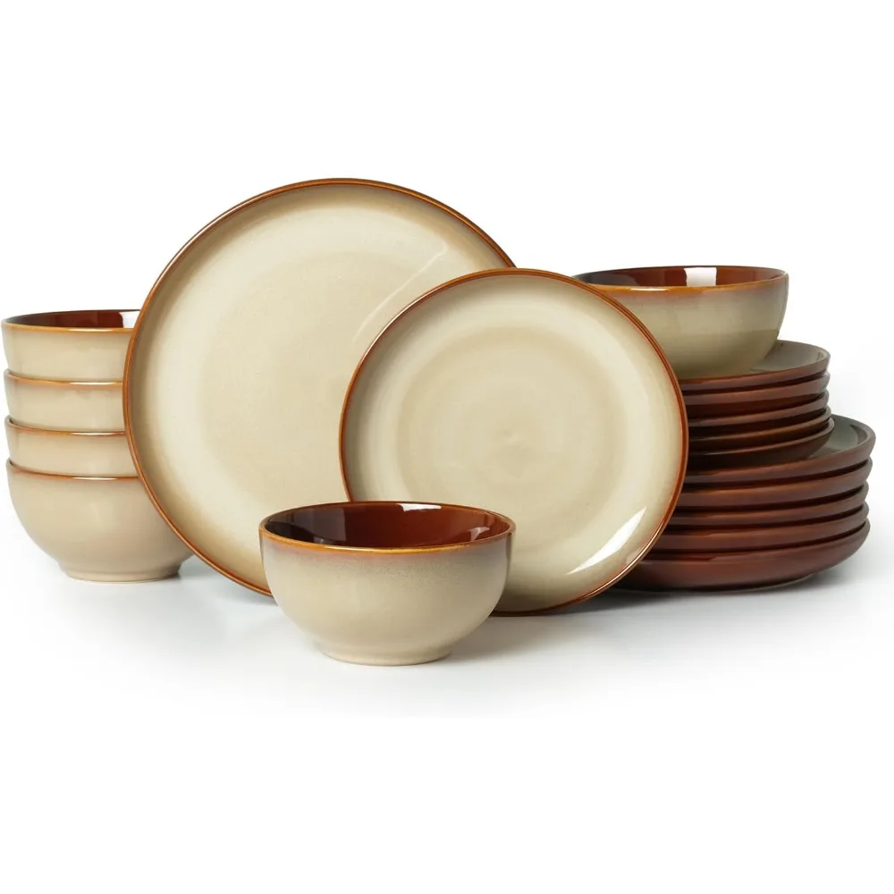 

6-Person Ceramic Dinnerware Set, 18-Piece with Reactive Glaze, Suitable for Small to Medium Families, Dishwasher and Microwave S