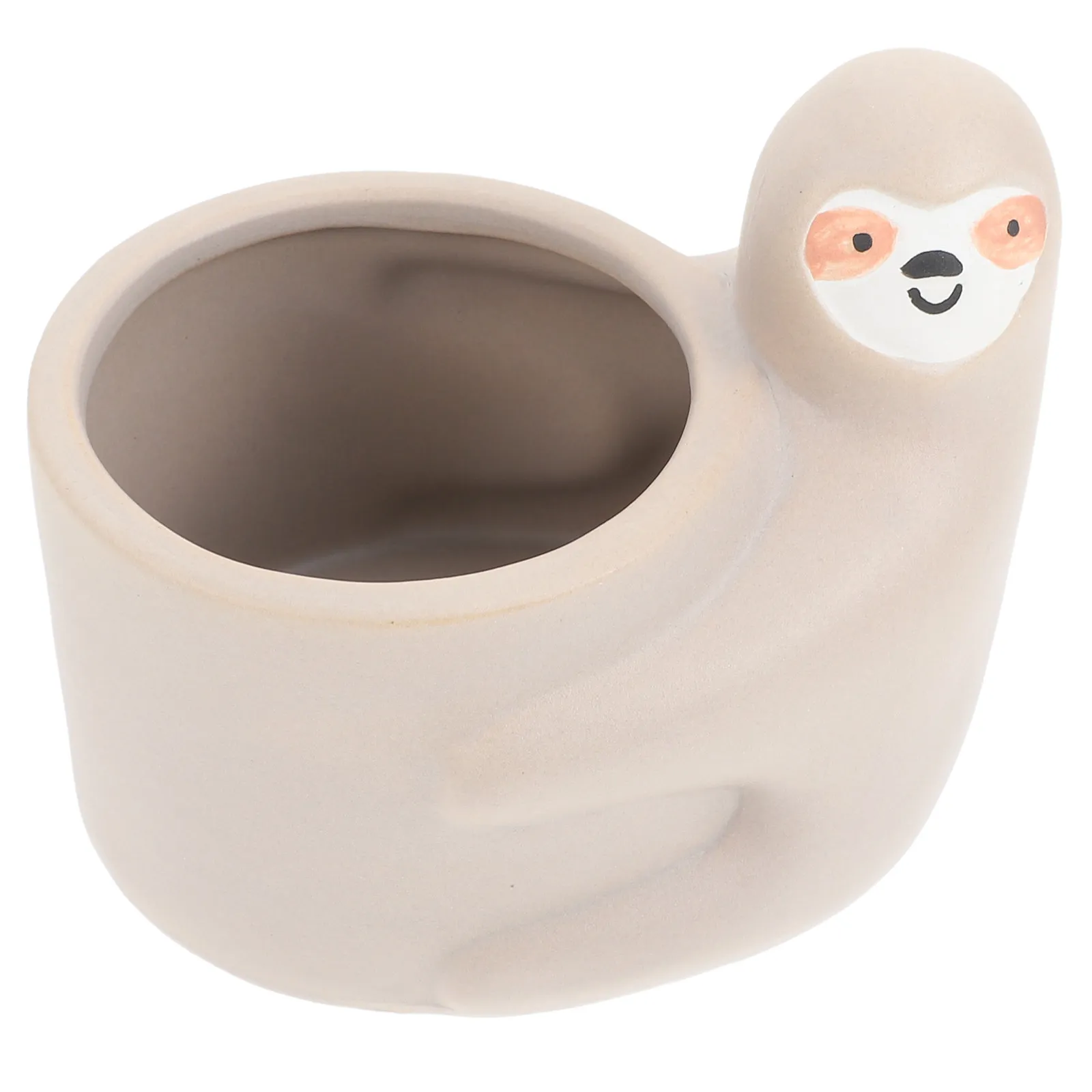 Cartoon Sloth Ceramic Plant Pot for Succulents Herbs and Fleshy Plants Decorative Flower Planter for Desk Window Sill Bathroom