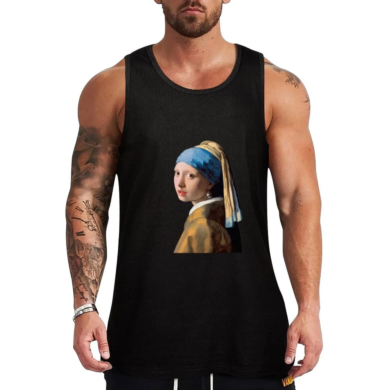

Girl with a Pearl Earring Tank Top bodybuilding t shirt gym clothes man fitness sleeveless vest men T-shirt male