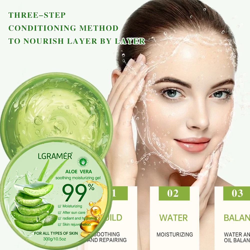 LGRAMER Aloe Vera Cream Hydrates and Moisturizes The Skin with Natural Ingredients for After Sun Care