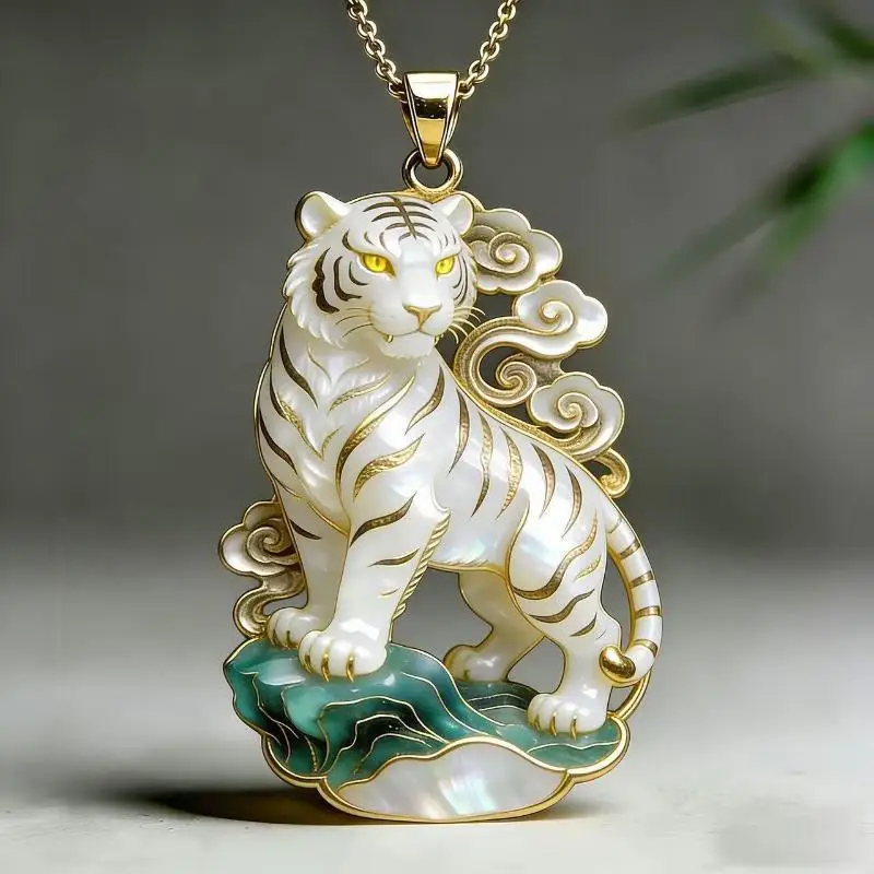 Ethnic Imitation Jade Pendant Necklace Adjustable Length Retro Unisex Jewelry for Festive Gathering Valentine's Day Gifts
