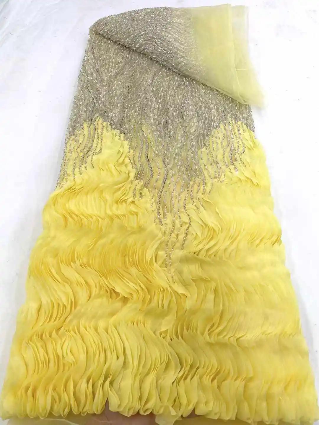 Tela de encaje de malla con cuentas francesas para mujer, lujoso vestido de tul nigeriano, encaje de lentejuelas africanas, costura de vestido de noche