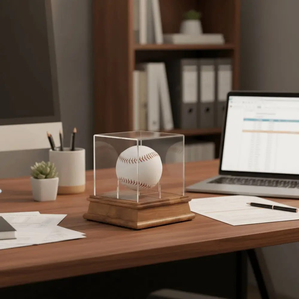 Acrylic Cube Baseball Box Dustproof Wooden Baseball Display Case Ball Holder Square Baseball Holder Softball Sports