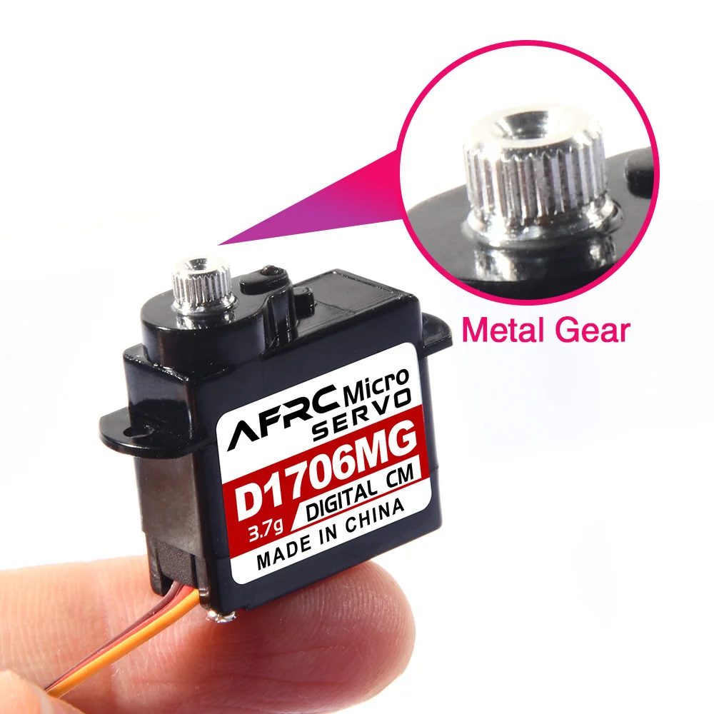 AFRC D1706MG 3.7g Metal Gear Micro Digital Servo 0.065sec Fast For Mini RC Car Indoor 3D Flight Airplane Parts and Accessories