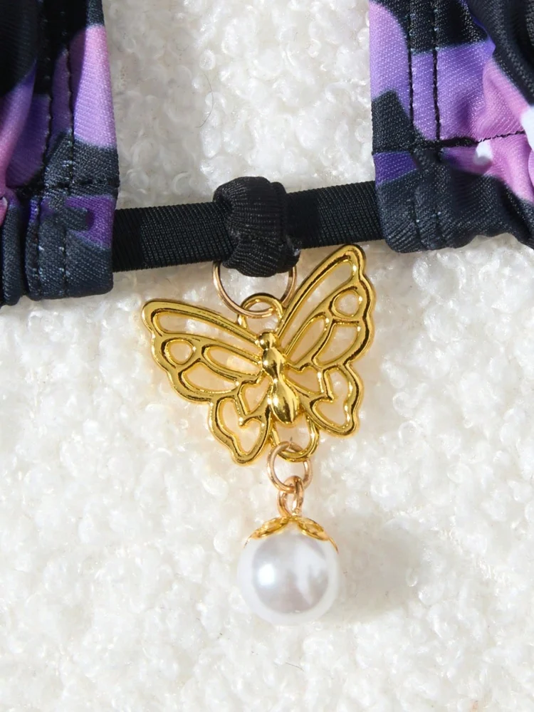 Bikini Women Swimsuit 2025 New Black Butterfly Halter Bikinis Set Sexy Swimwear Summer Lace Up 2 Piece Beach Bathing Suit Female